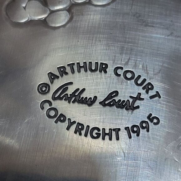 Arthur Court Cast Aluminum Repousse Grapes Rectangle Serving Platter Tray 1995 - Picture 11 of 12